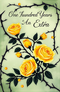 A beautifully illustrated book cover inspired by a fantasy style featuring vibrant yellow roses intertwined with dramatic black thorns