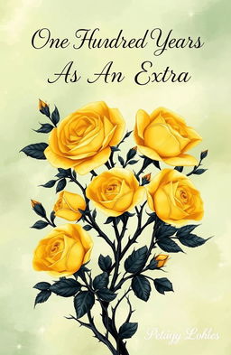 A beautifully illustrated book cover inspired by a fantasy style featuring vibrant yellow roses intertwined with dramatic black thorns