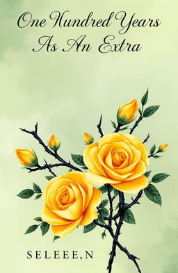 A beautifully illustrated book cover inspired by a fantasy style featuring vibrant yellow roses intertwined with dramatic black thorns