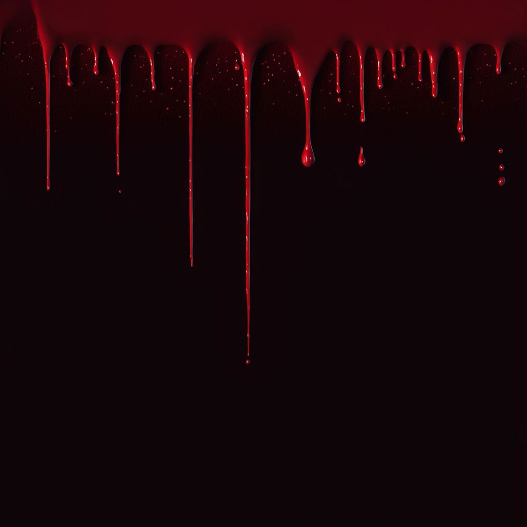 A horror movie poster with a deep black backdrop and vibrant crimson blood drips. The movie title is written in a smeared white font.