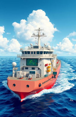 A detailed and informative illustration of a software application and network system used in a seagoing ship