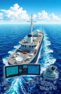 A detailed and informative illustration of a software application and network system used in a seagoing ship