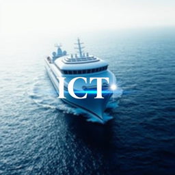 A realistic minimalist cover page design for a book about Information and Communication Technology (ICT) used in seagoing ships