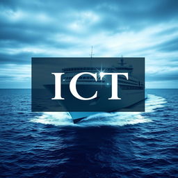 A realistic minimalist cover page design for a book about Information and Communication Technology (ICT) used in seagoing ships