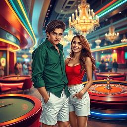 A captivating book cover design showcasing a love story between two people who met in a glamorous casino in Italy