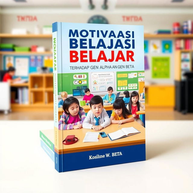 A captivating book cover design for the title 'MOTIVASI BELAJAR SISWA TERHADAP GEN ALPHA DAN GEN BETA'