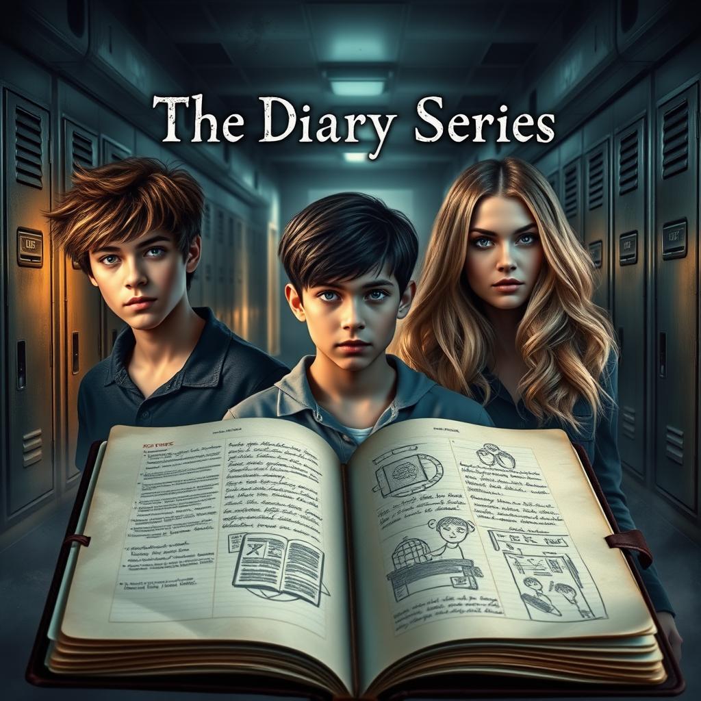 A captivating and suspenseful book cover for a young adult novel titled 'The Diary Series'