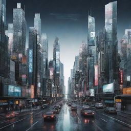 Innovative mixed media-style digital art combining 3D models, glitch art, and photography. The artwork features futuristic cityscapes distinguished by unexpected textures, layers, and dimensions.