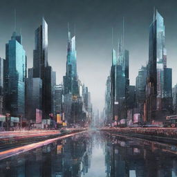 Innovative mixed media-style digital art combining 3D models, glitch art, and photography. The artwork features futuristic cityscapes distinguished by unexpected textures, layers, and dimensions.