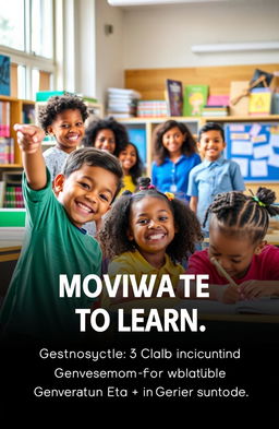 A visually stimulating and engaging image that represents the motivation to learn among Generation Alpha and Generation Beta students, featuring diverse children modeling enthusiasm for education