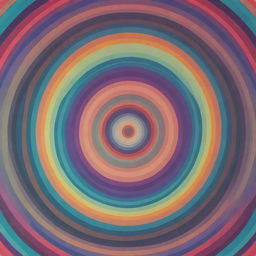 Abstract digital art made of overlapping circles and polygons, arranged in a creative, layered composition. Render the scene in psychedelic colors to create a mathematical and optical illusion effect.