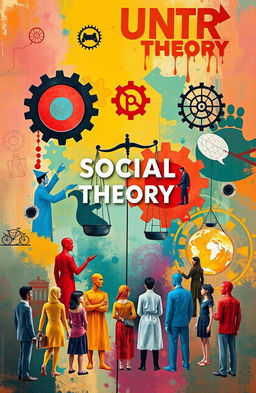 An artistic representation of various social theories displayed in a vibrant, conceptual manner