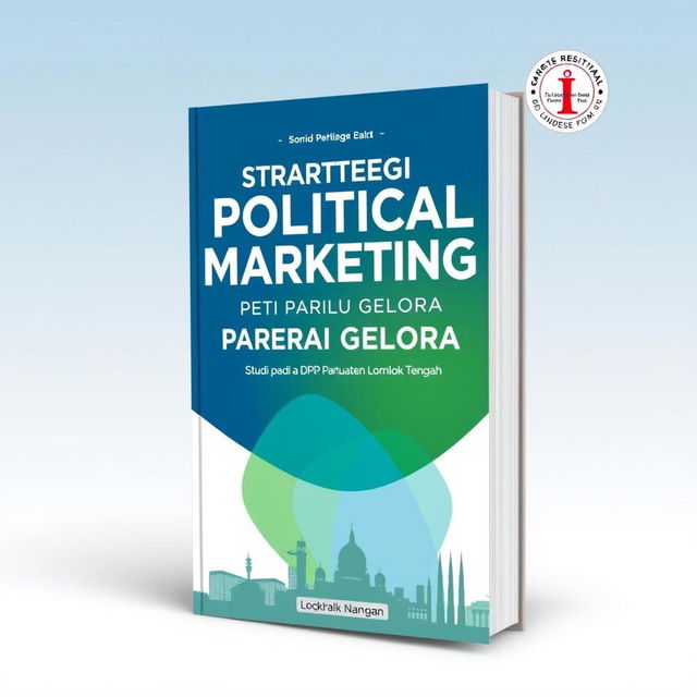 A stylish and contemporary book cover for 'Strategi Political Marketing Partai Gelora Pada Pemilu 2024: Studi pada DPD Partai Gelora Kabupaten Lombok Tengah'