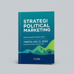 A stylish and contemporary book cover for 'Strategi Political Marketing Partai Gelora Pada Pemilu 2024: Studi pada DPD Partai Gelora Kabupaten Lombok Tengah'