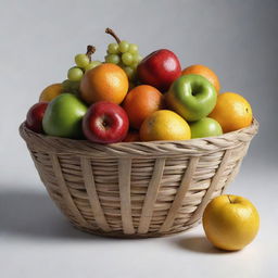 Ultra-detailed, hyperrealistic digital painting of a fruit basket, giving special attention to textures, surfaces, and lighting to create depth, dimension, and a photorealistic appearance.