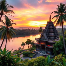 A breathtaking book cover background showcasing the beauty of Katharagama in Sri Lanka