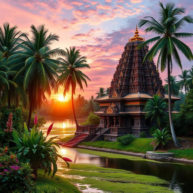 A breathtaking book cover background showcasing the beauty of Katharagama in Sri Lanka