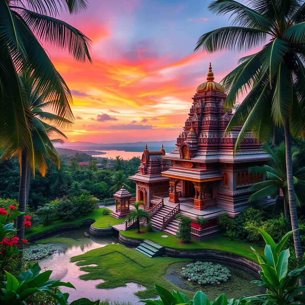 A breathtaking book cover background showcasing the beauty of Katharagama in Sri Lanka