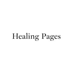 A minimalist design featuring a white matte background, with the title 'Healing Pages' prominently displayed