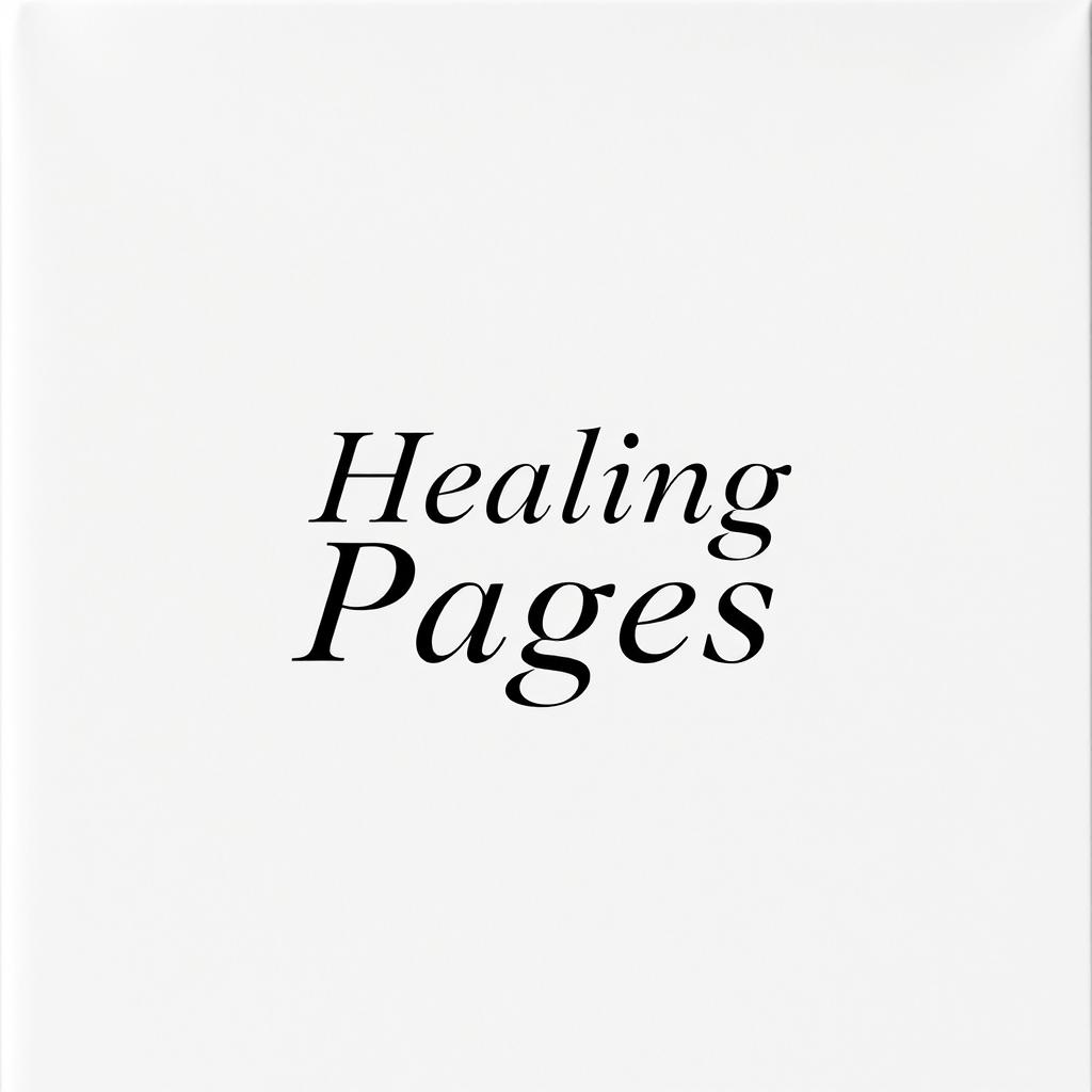 A minimalist design featuring a white matte background, with the title 'Healing Pages' prominently displayed