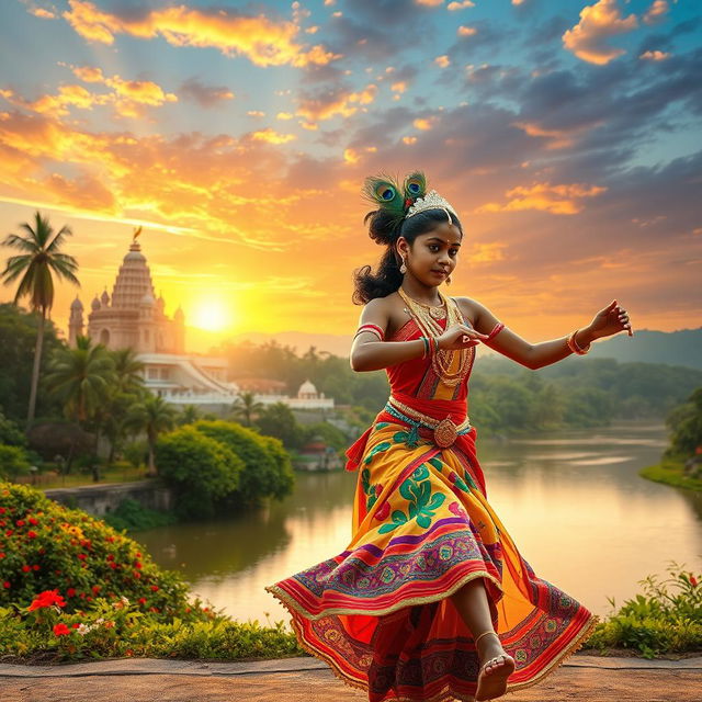 A captivating book cover featuring a vivid background of Katharagama in Sri Lanka