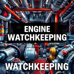 A striking cover page design for a book on Engine Watchkeeping in the maritime industry