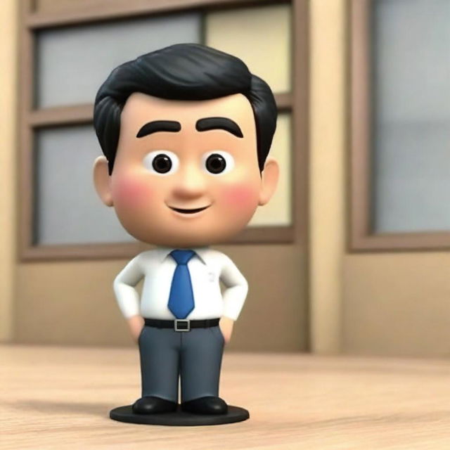 Create a detailed 3D Memoji of a Japanese businessman using a Pixar animation style. Emphasize the face and eyes with a close-up view and high detail rendering, effectively portraying his businesslike demeanor.