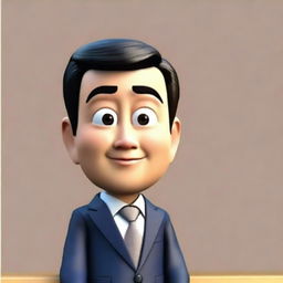 Create a detailed 3D Memoji of a Japanese businessman using a Pixar animation style. Emphasize the face and eyes with a close-up view and high detail rendering, effectively portraying his businesslike demeanor.