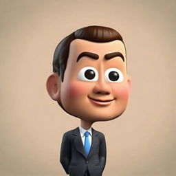 Create a detailed 3D Memoji of a Japanese businessman using a Pixar animation style. Emphasize the face and eyes with a close-up view and high detail rendering, effectively portraying his businesslike demeanor.