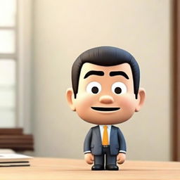 Craft a high-quality, richly-detailed 3D Memoji of a Japanese businessman in Pixar animation style. Focus on a close-up shot of the face and eyes, capturing the intricate details with high precision.