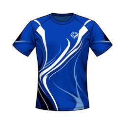 A stylish badminton jersey design featuring a dominant blue color