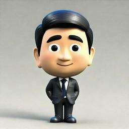 Produce a Pixar-style 3D Memoji of a business-suited Japanese man. Emphasize a high-resolution, detailed close-up of the face and eyes, projecting top-notch quality and expressive facial features.