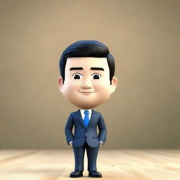 Produce a Pixar-style 3D Memoji of a business-suited Japanese man. Emphasize a high-resolution, detailed close-up of the face and eyes, projecting top-notch quality and expressive facial features.