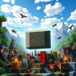 A visually stunning Minecraft command block specifically for Java Edition, highlighted in a dynamic setting