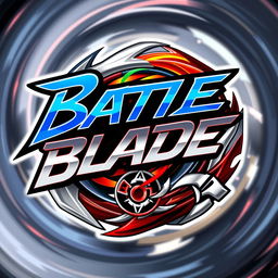 A sleek and dynamic logo for a fictional Beyblade series called "Battle Blade"