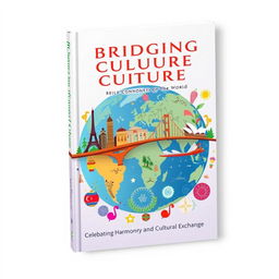 A captivating book cover titled 'Bridging Cultures and Connecting the World', visually representing the theme of global unity and diversity