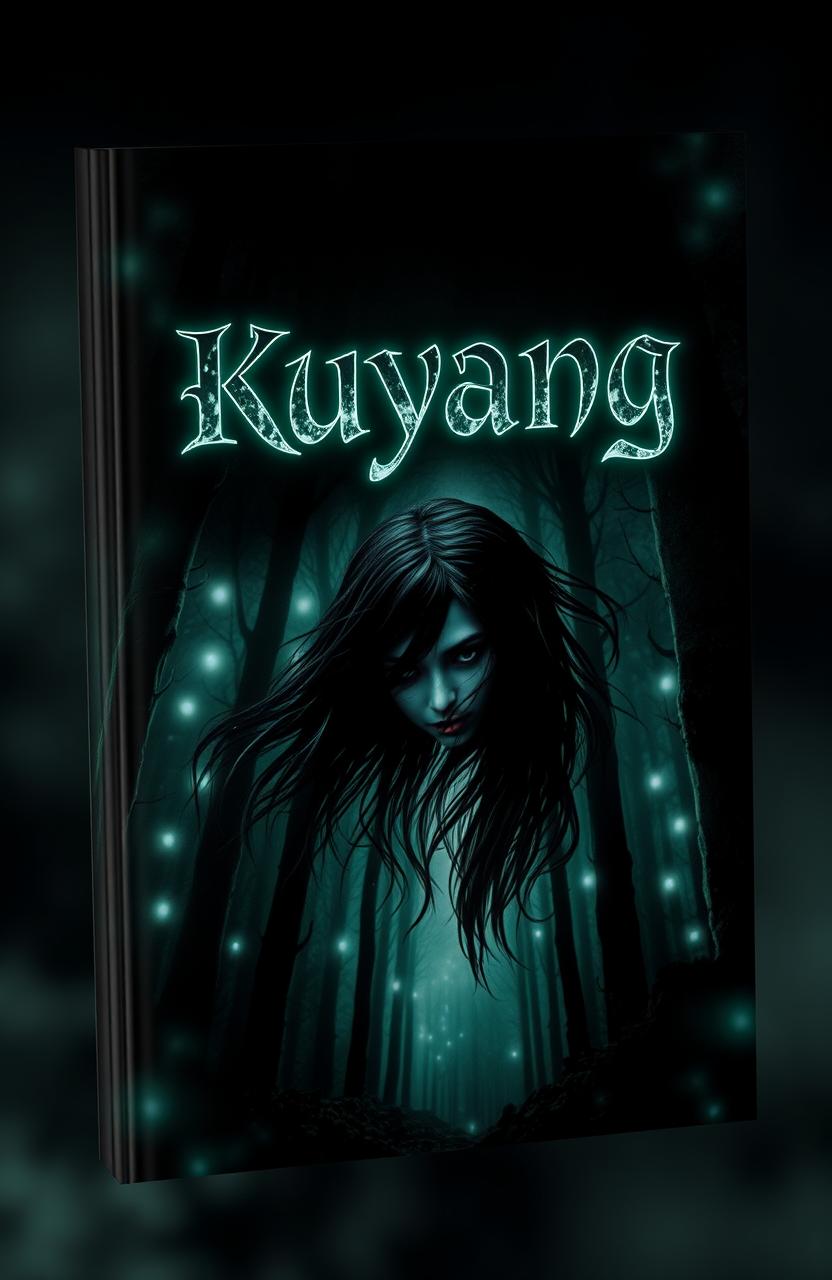 A visually captivating book cover for the title 'Kuyang', featuring a mysterious and eerie atmosphere