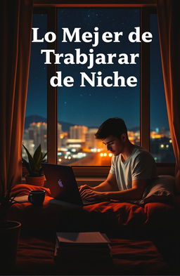 A captivating book cover featuring the title "Lo Mejor de Trabajar de Noche" prominently displayed at the top