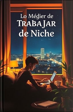 A captivating book cover featuring the title "Lo Mejor de Trabajar de Noche" prominently displayed at the top