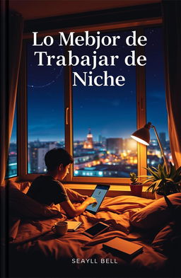 A captivating book cover featuring the title "Lo Mejor de Trabajar de Noche" prominently displayed at the top