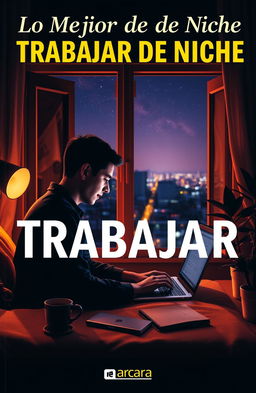 A captivating book cover featuring the title "Lo Mejor de Trabajar de Noche" prominently displayed at the top