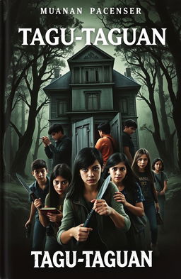 A chilling book cover featuring a large, old mansion in a dark, foreboding forest