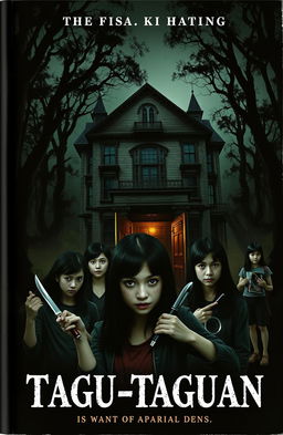 A chilling book cover featuring a large, old mansion in a dark, foreboding forest