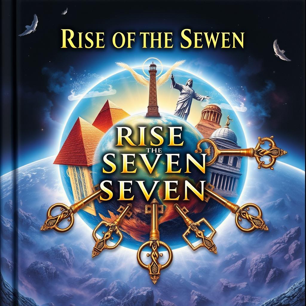 The front cover of a fantasy book titled "Rise of the Seven" prominently displayed as the only text