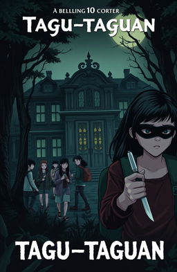 A spooky book cover featuring a grand, old mansion set deep in a dark, dense forest