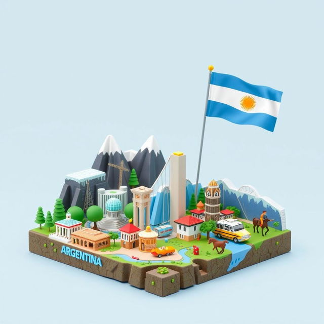 Miniatura vibrante y atractiva para un canal de YouTube, destacando '20 Curiosidades sobre Argentina' en fuente grande y colorida