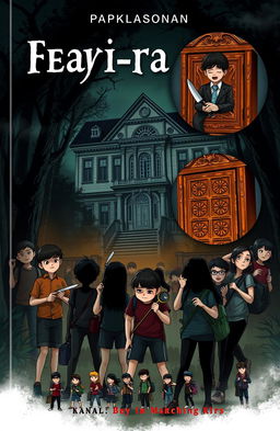 A spooky book cover featuring a large, old mansion surrounded by dense, eerie forest