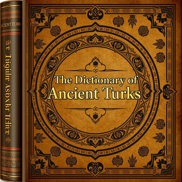 A visually striking cover design for a dictionary titled 'The Dictionary of Ancient Turks'