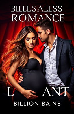 A captivating romance book cover featuring a seductive, pregnant woman in the foreground, exuding confidence and allure
