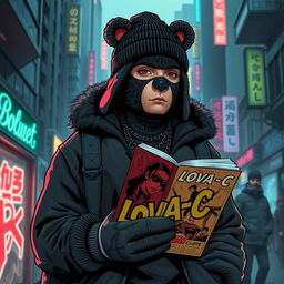 A doomer character dressed in stylish bear-themed gear, blending urban streetwear with elements of bear culture